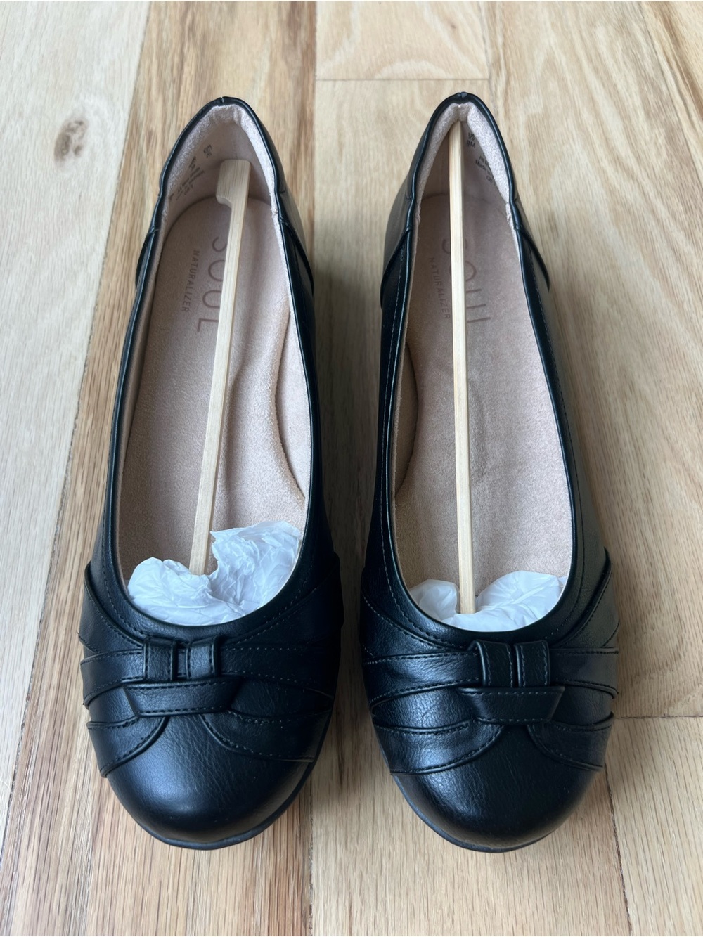 NIB SOUL Naturalizer Gift Black Ballet Flats Comfort Work Shoes Bow Workwear - Picture 4 of 12